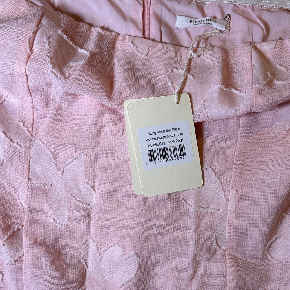 Pink Strapless Dress with Ruffle Hem - Picture 3 of 6